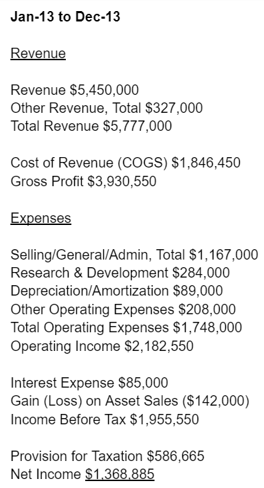 Income Statement 1